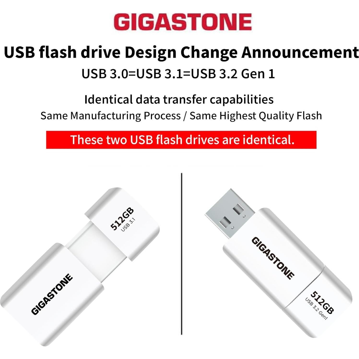 GIGASTONE 512GB Unidad Flash USB 3.2 Gen 1, 120MB/s
