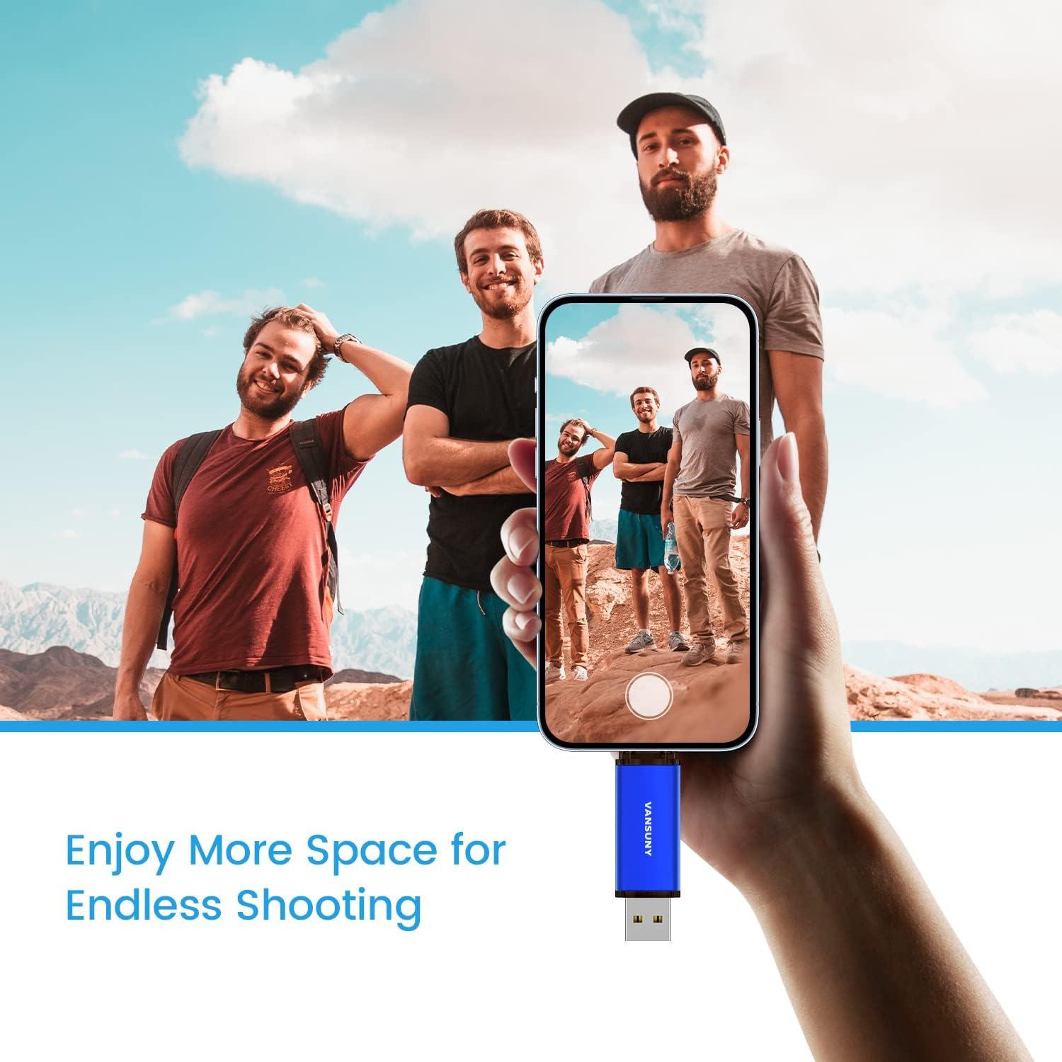 Vansuny 64GB USB Doble Tipo-C y USB A 5 Pack Azul