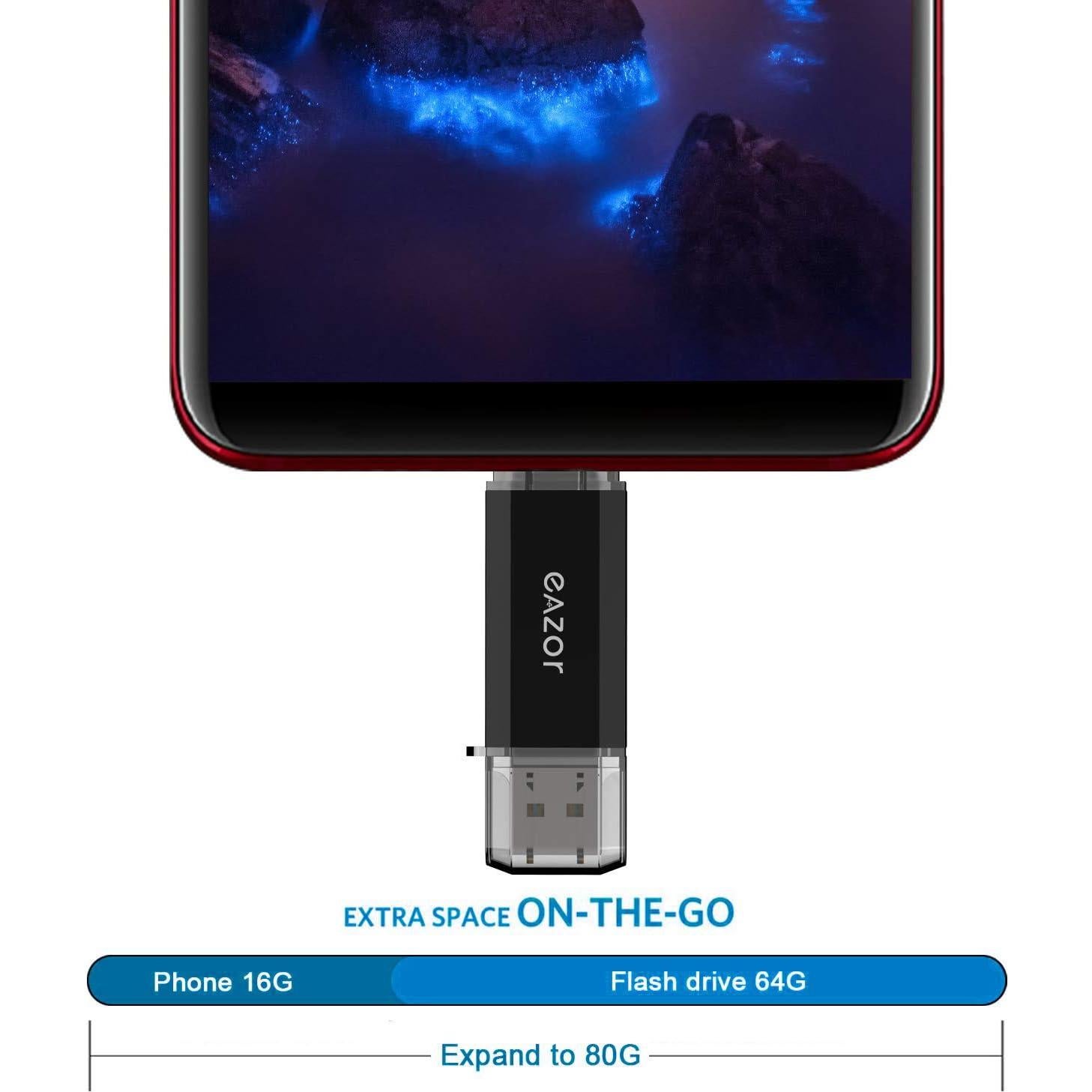 Type C Flash Drive, 2 in 1 OTG USB C+ USB 3.0 Dual Drive Waterproof Memory Stick with Keychain Metal for Computer, MacBook,Google's Chromebook Pixel,Samsung Galaxy (TYPE-C128GB)