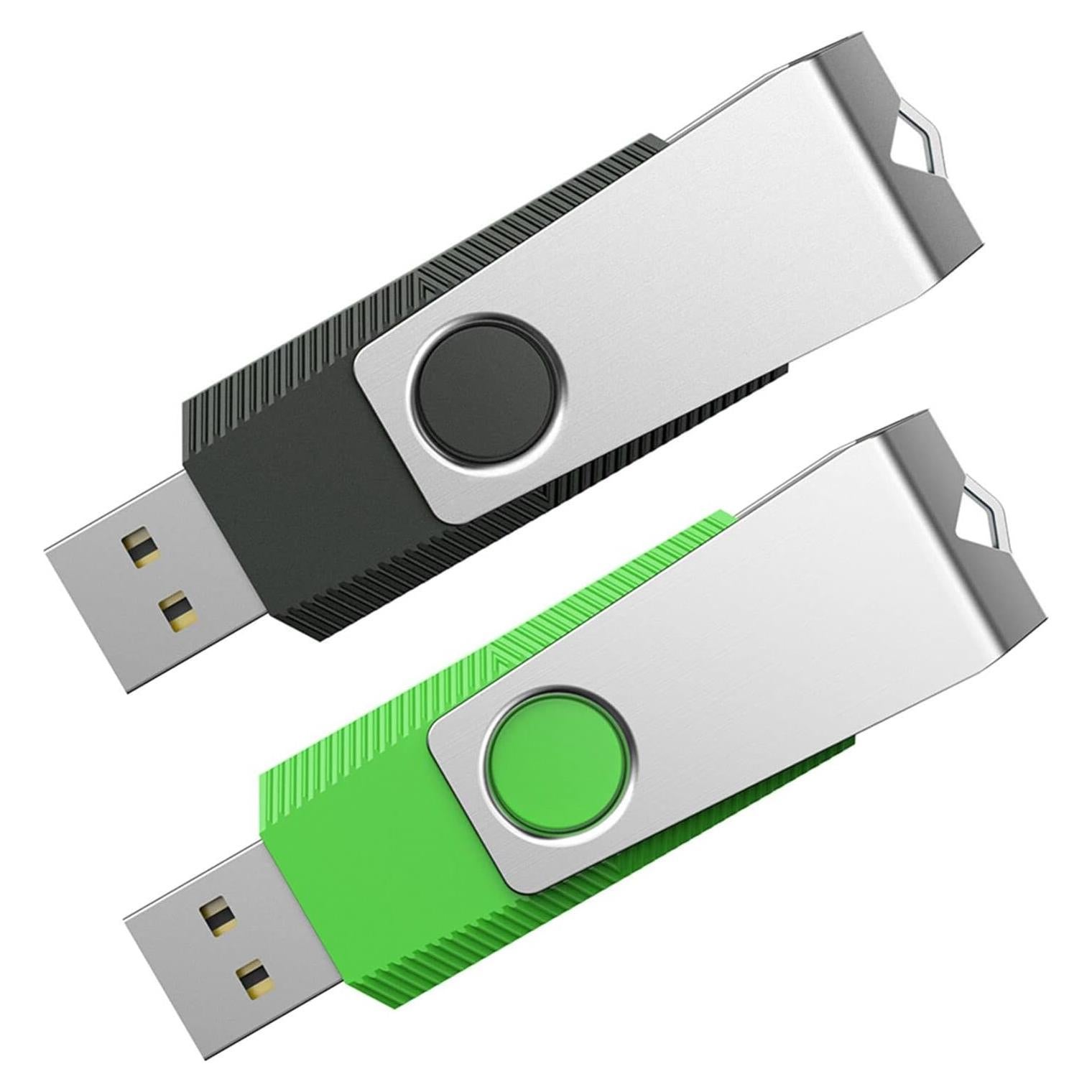 Aiibe 2 Unidades Flash USB 64GB 2.0 Negro Verde