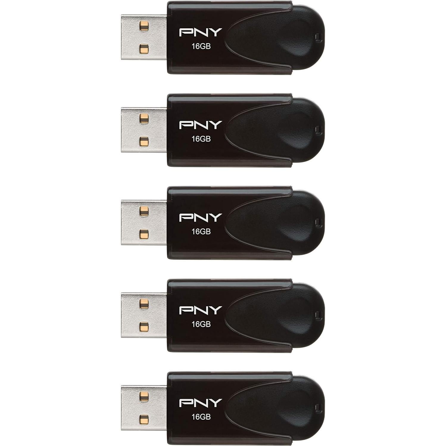 PNY 16GB Attaché 4 USB 2.0 - Paquete de 5 Unidades