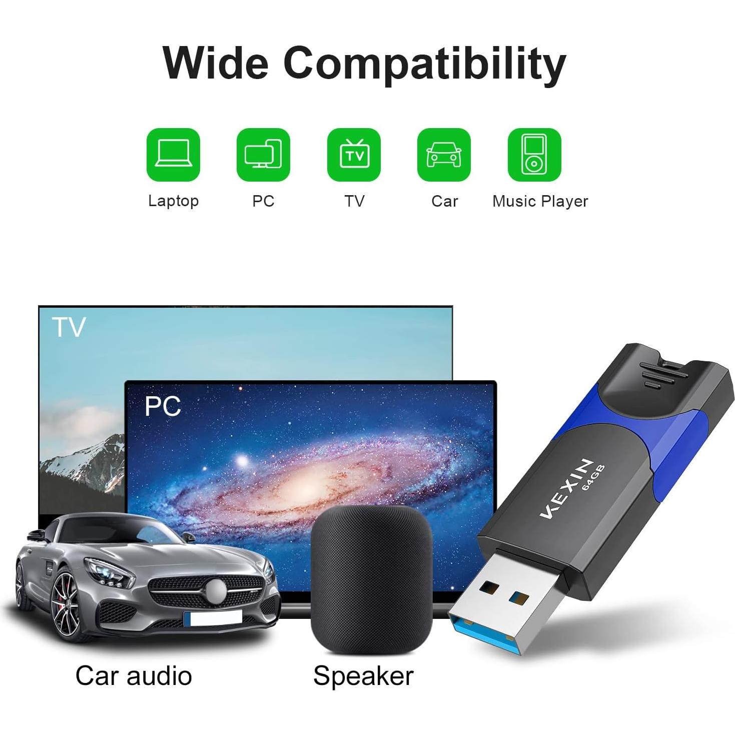 KEXIN Unidad Flash 64GB USB 3.0 Paquete de 5 Colores Mezclados