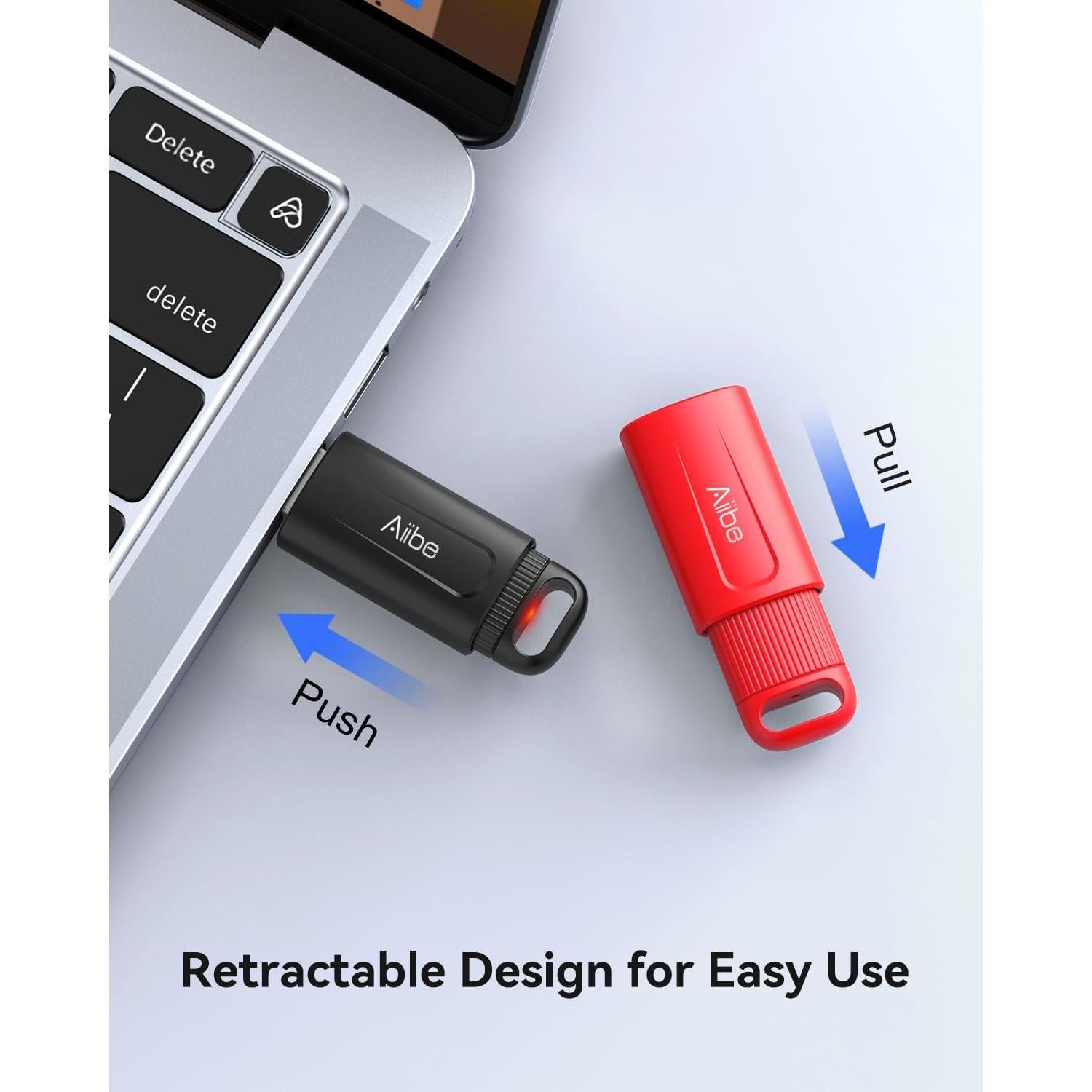 Aiibe 128GB Unidad Flash USB 2.0 - Paquete de 2 (Negro y Rojo)