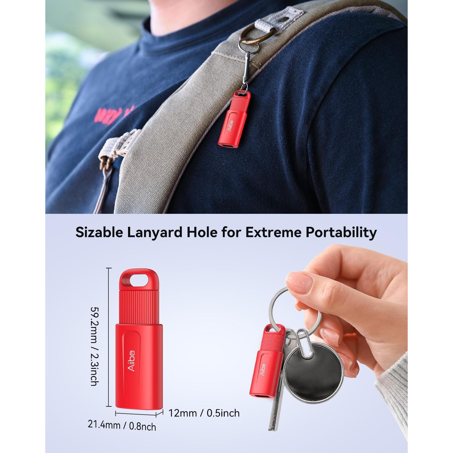 Aiibe 128GB Unidad Flash USB 2.0 - Paquete de 2 (Negro y Rojo)