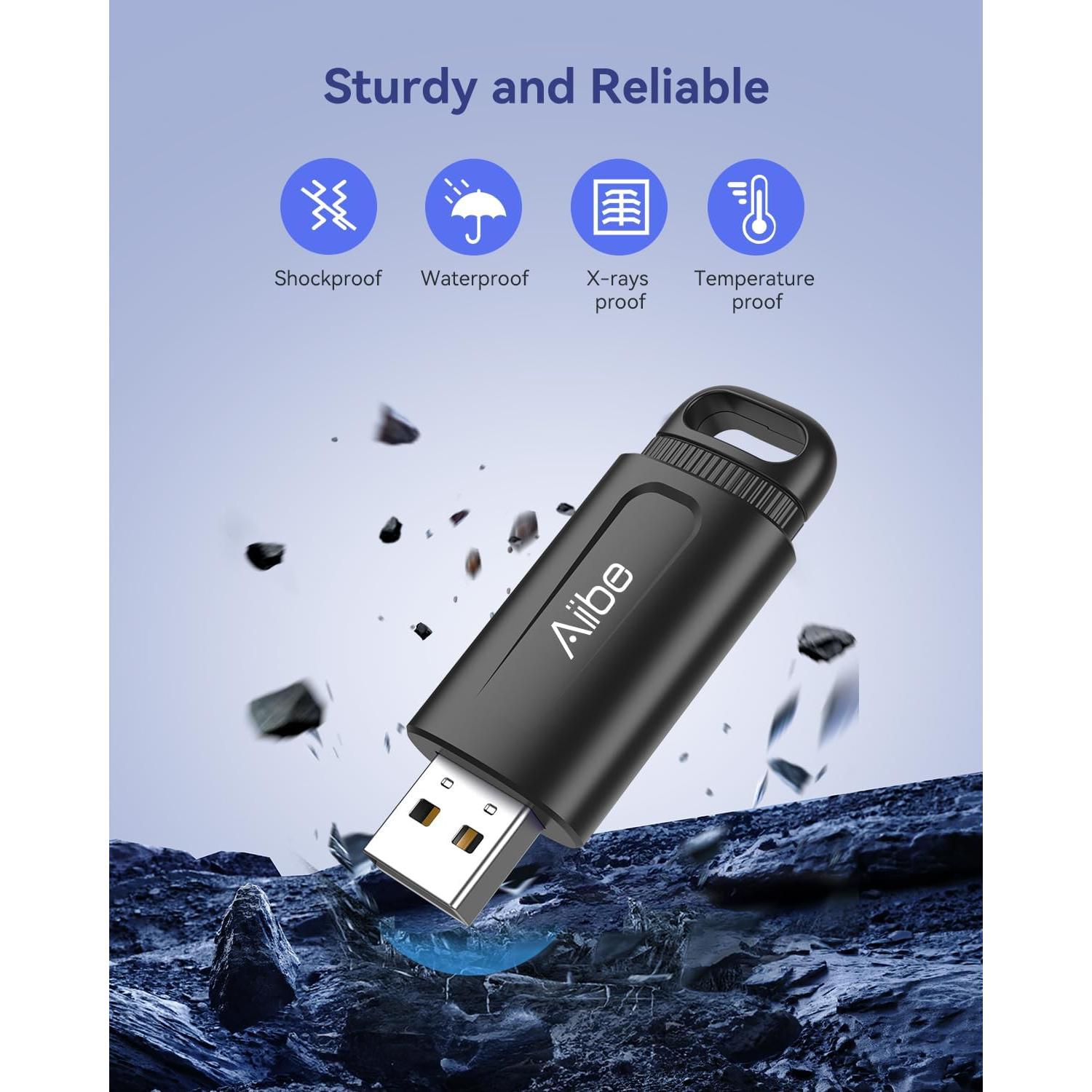 Aiibe 128GB Unidad Flash USB 2.0 - Paquete de 2 (Negro y Rojo)