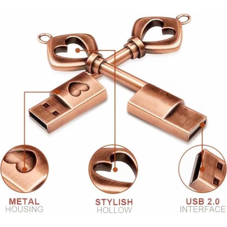 Unidad Flash USB 2.0 Smozer 64GB Corazón Llave Regalo