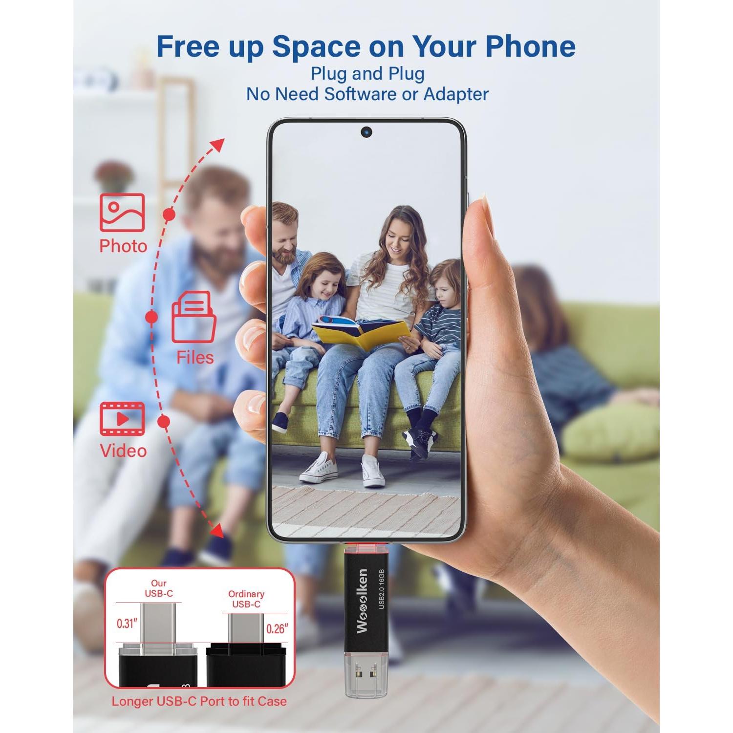 Paquete de 20 USB C 16GB Wooolken Doble Tipo-C y USB-A