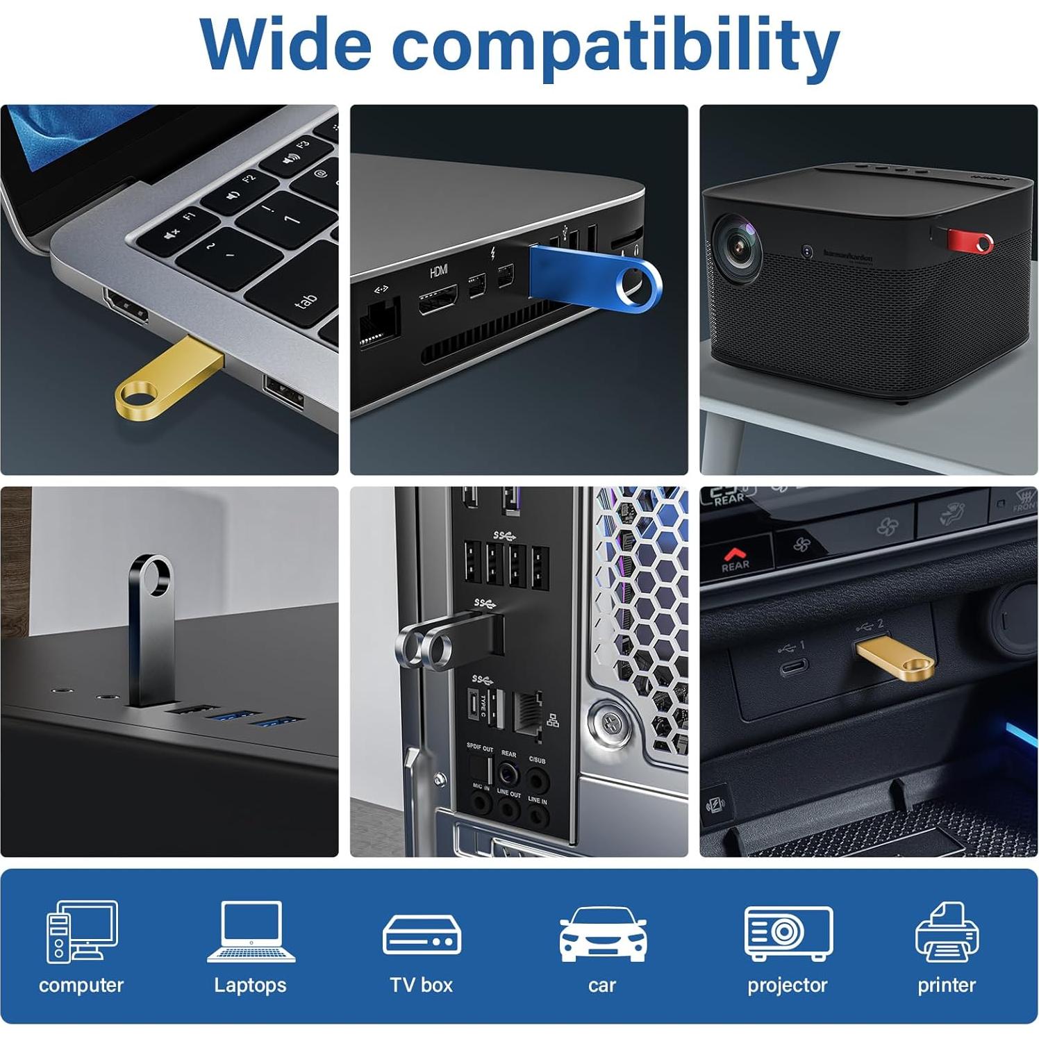 Paquete de 5 Memorias USB 1GB Wooolken Metal 2.0