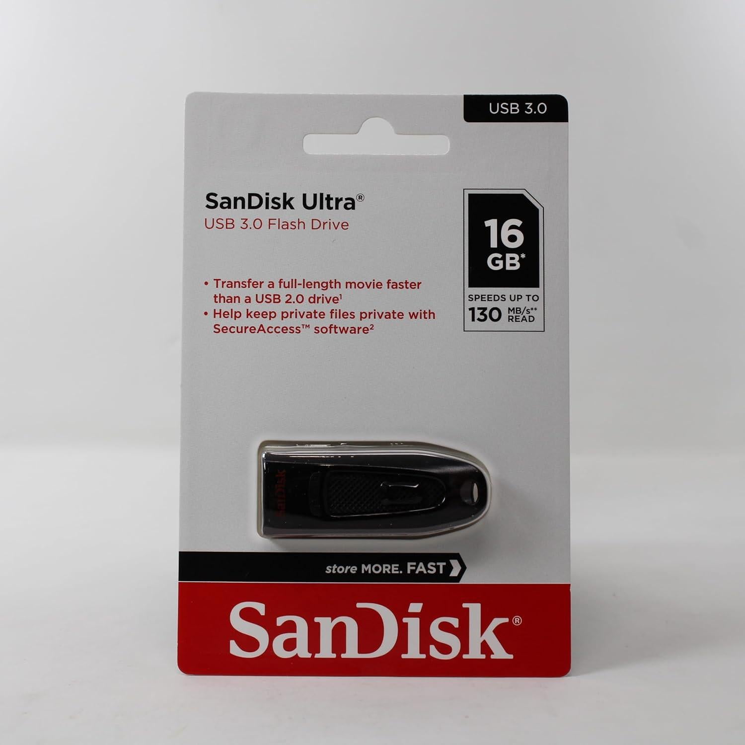 Unidad Flash USB 3.0 Sandisk Ultra 16GB, Velocidad 80MB/s