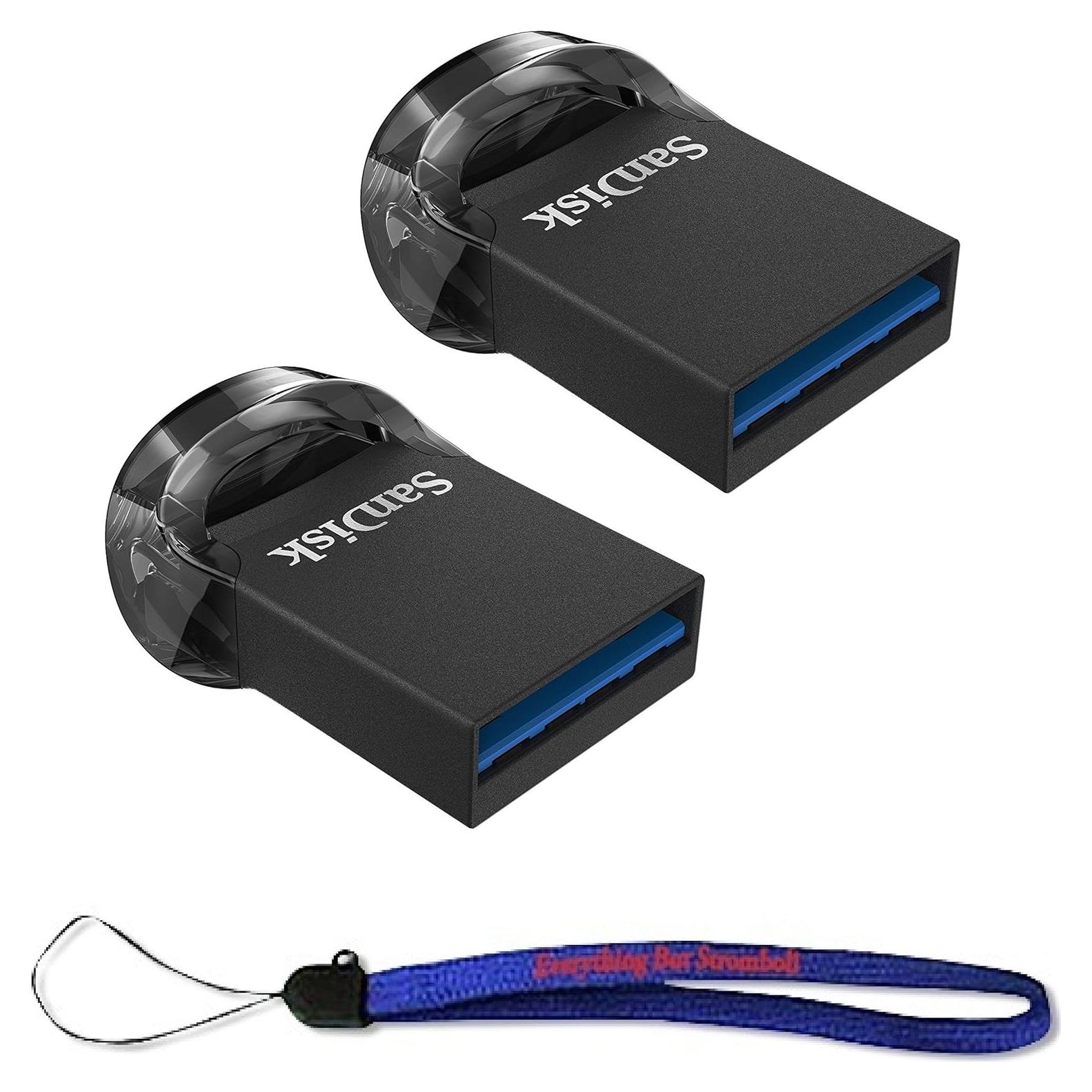 SanDisk Ultra Fit 64GB USB 3.1 Pen Drive (Paquete de 2) con Lanyard