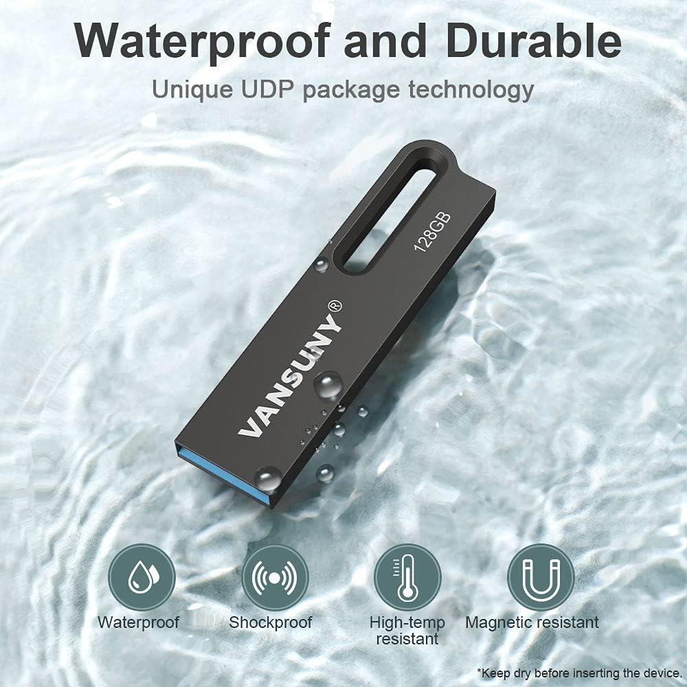 Vansuny 128GB Unidad Flash USB 3.0 Metal Impermeable