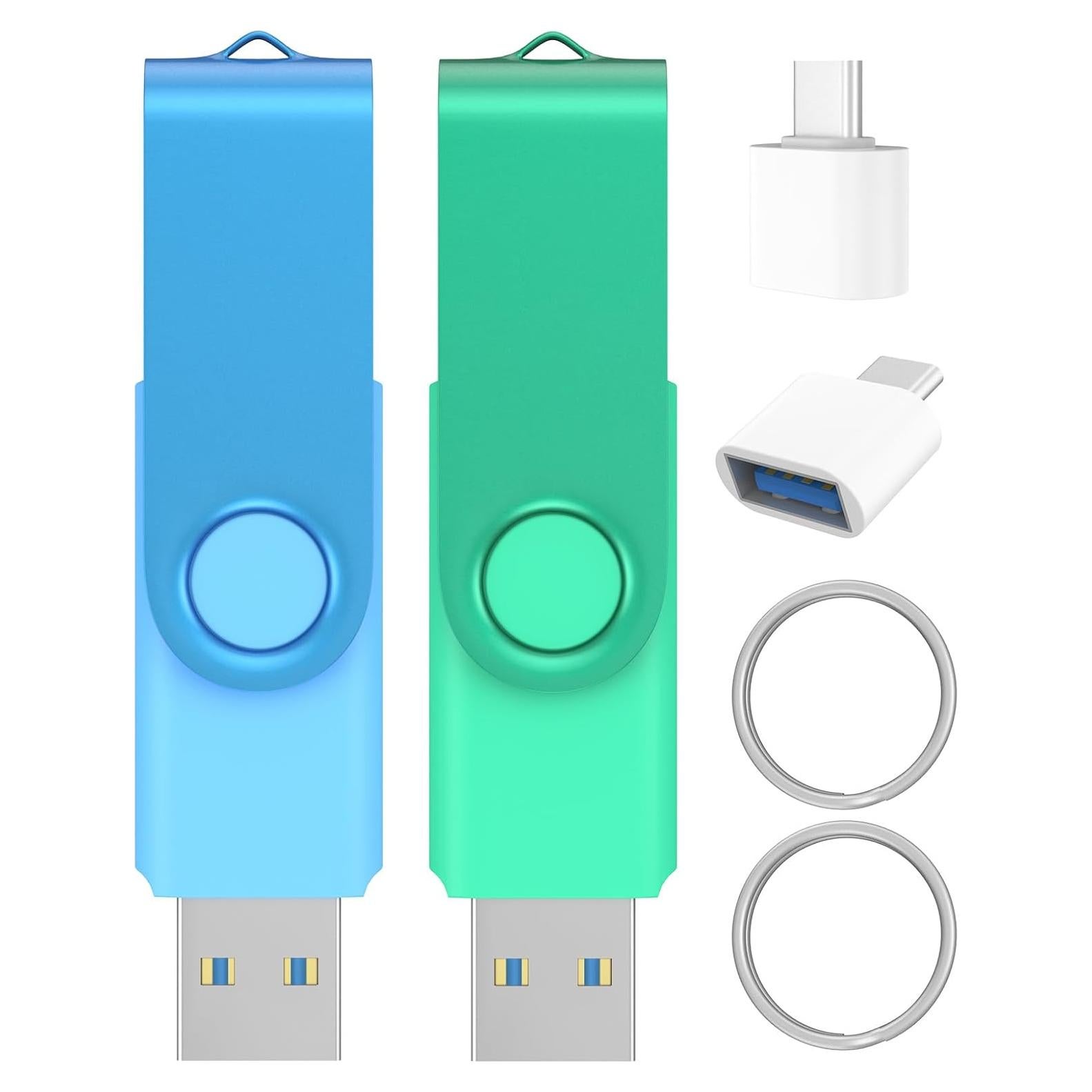 Paquete de 2 Unidades Flash USB 3.0 128GB Wooolken con Adaptador USB-C