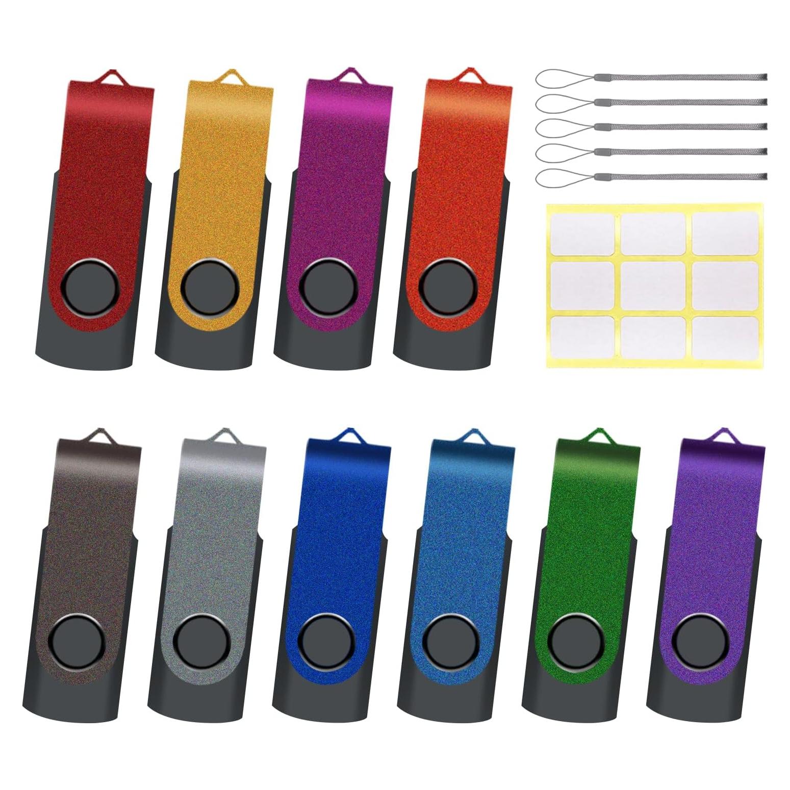 Paquete de 10 USB 2.0 XUANREG 32GB con Cuerdas y Etiquetas