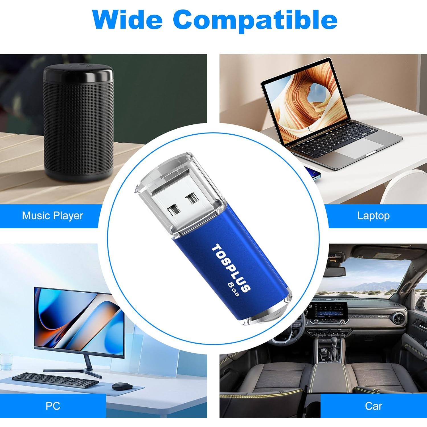 Paquete 2 Unidades Memoria USB 8GB TOSPLUS Negro/Azul