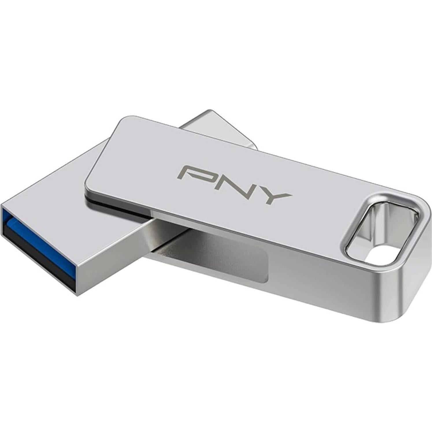 PNY 64GB Duo Link USB 3.2 Type-C Dual Flash Drive for Android Devices and Computers - External Mobile Storage for Photos, Videos, and More - 200MB/s