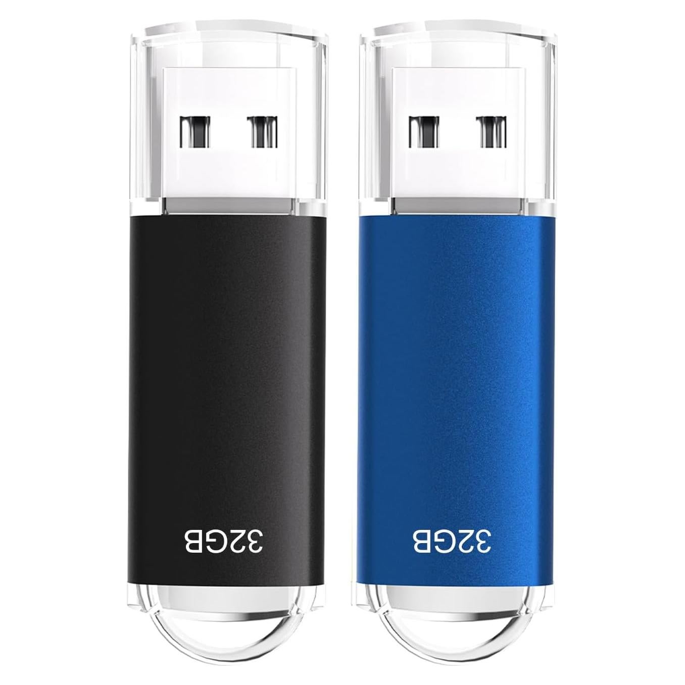 Paquete 2 Unidades Flash USB 2.0 32GB Xinway Negro Azul