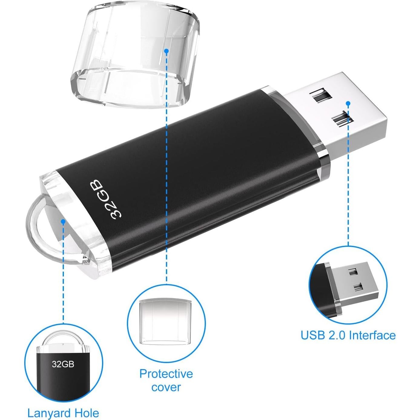 Paquete 2 Unidades Flash USB 2.0 32GB Xinway Negro Azul