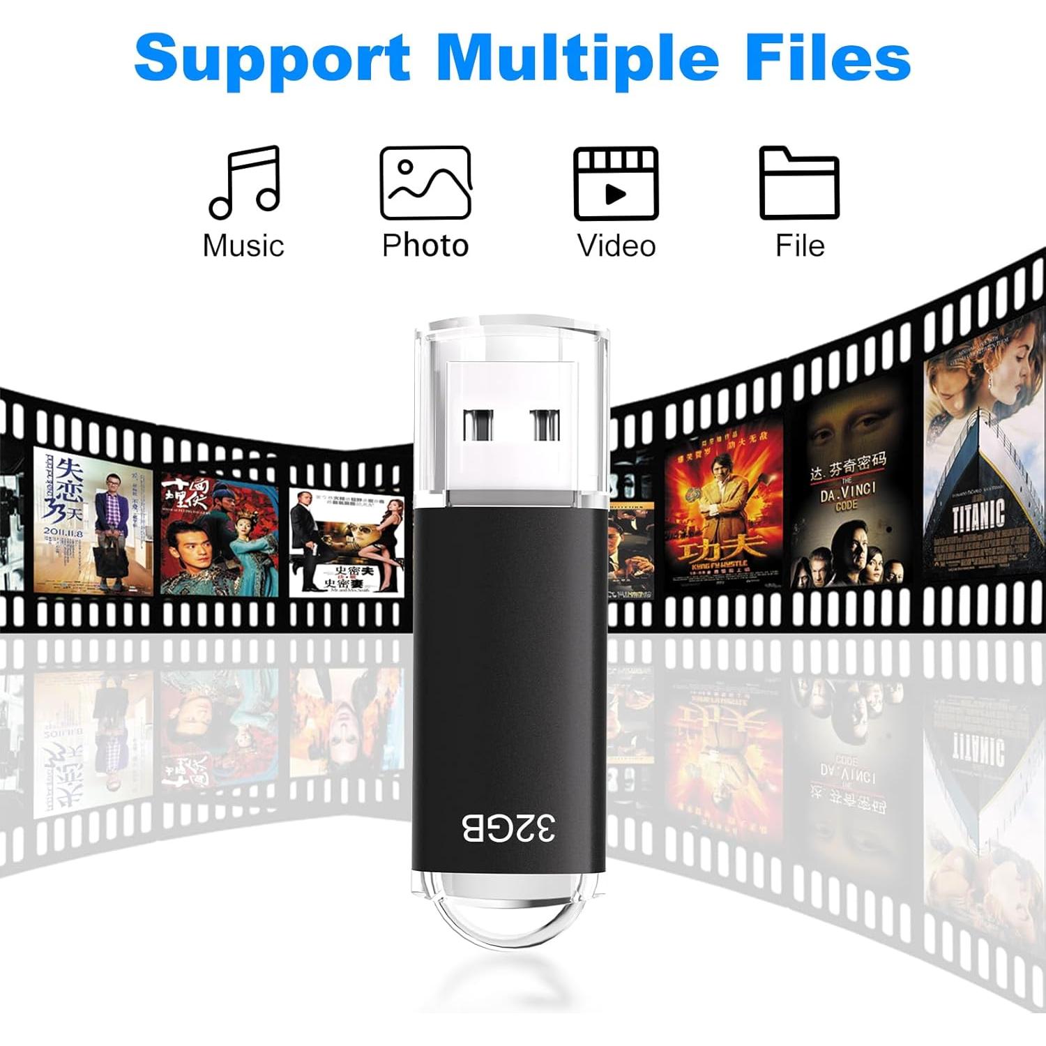 Paquete 2 Unidades Flash USB 2.0 32GB Xinway Negro Azul