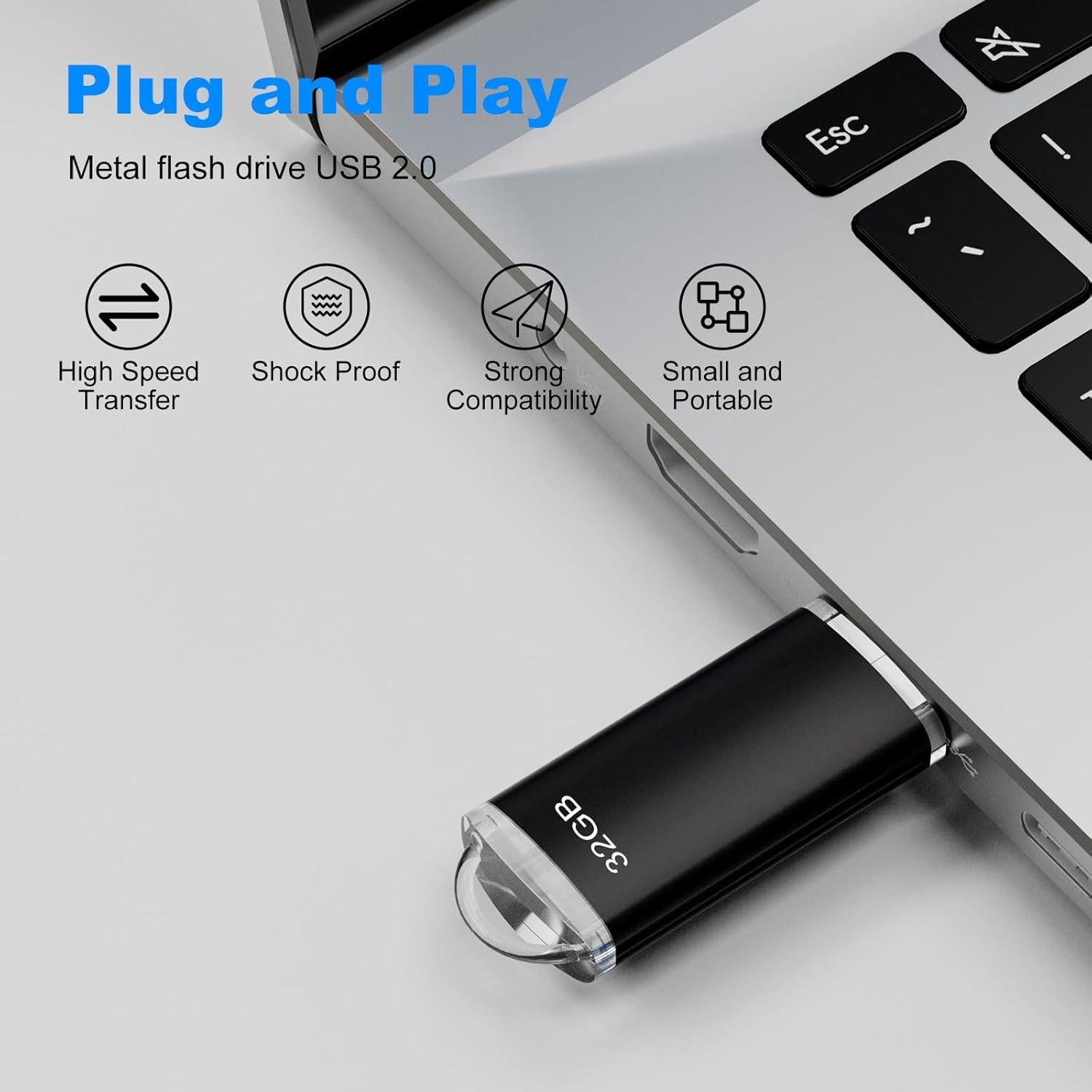 Paquete 2 Unidades Flash USB 2.0 32GB Xinway Negro Azul