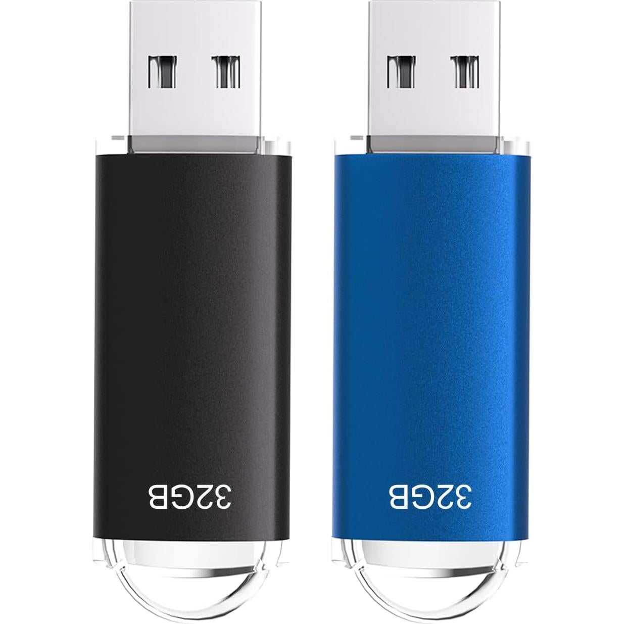 Paquete 2 Unidades Flash USB 2.0 32GB Xinway Negro Azul