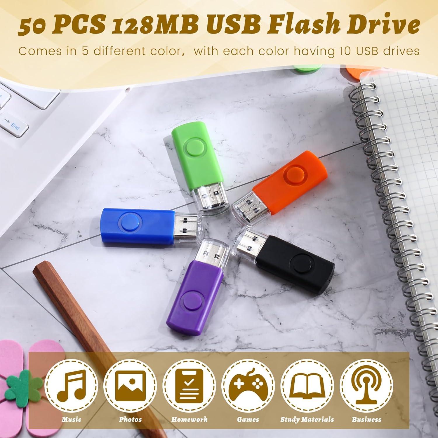 50 Unidades Flash USB 128MB Kanayu 2.0 5 Colores