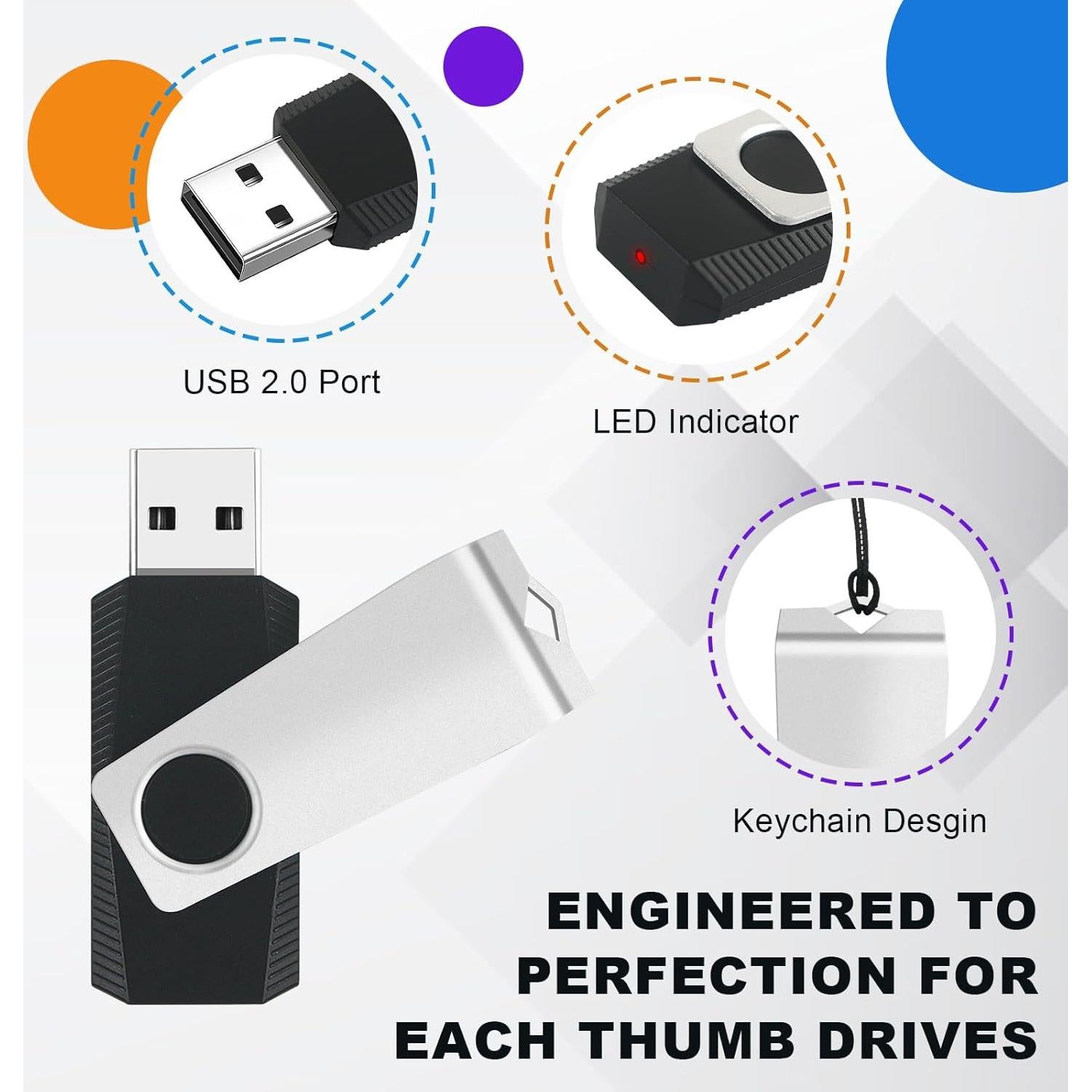 Memoria USB 8GB MECHEER Paquete de 10 con Clip Giratorio