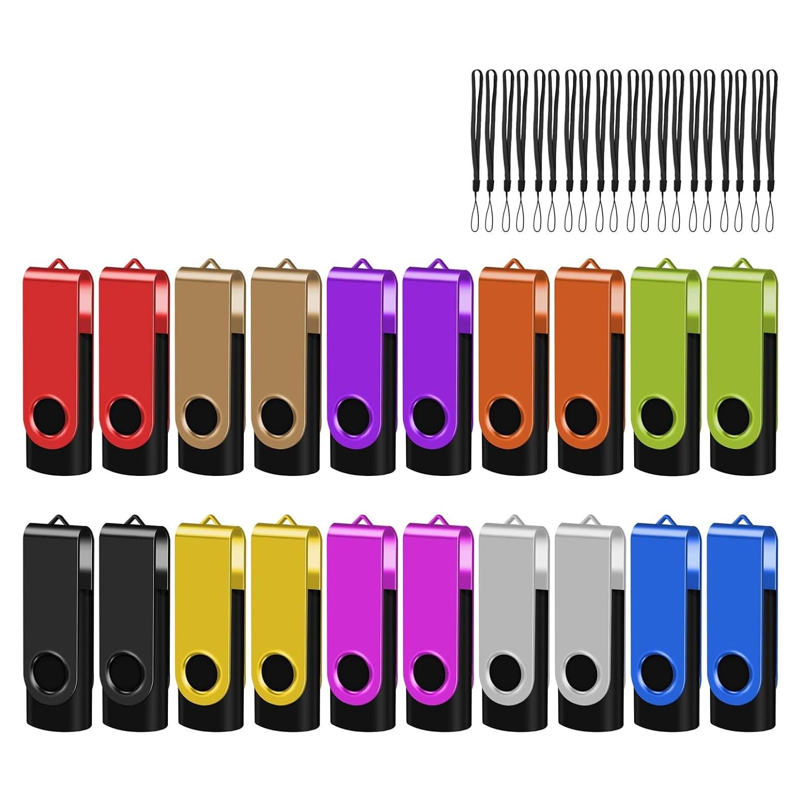 EASTBULL USB 2.0 Flash Drive 2GB Pack de 20 Unidades Coloridas