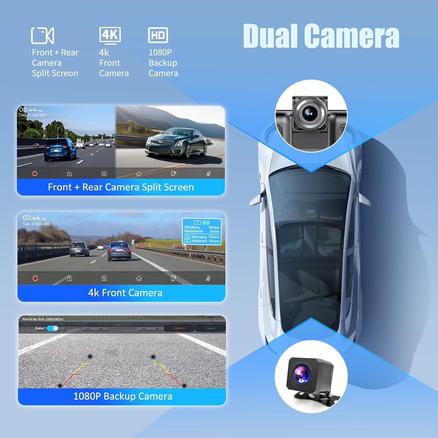 Wireless A pple Carplay Screen,10.26"Portable Car play & Android Auto Touch Screen, Bluetooth Double Din Car Stereo with 4K Dash Cam,Backup Camera/Mirror Link/Voice Control/GPS/AUX/FM for All Vehicles