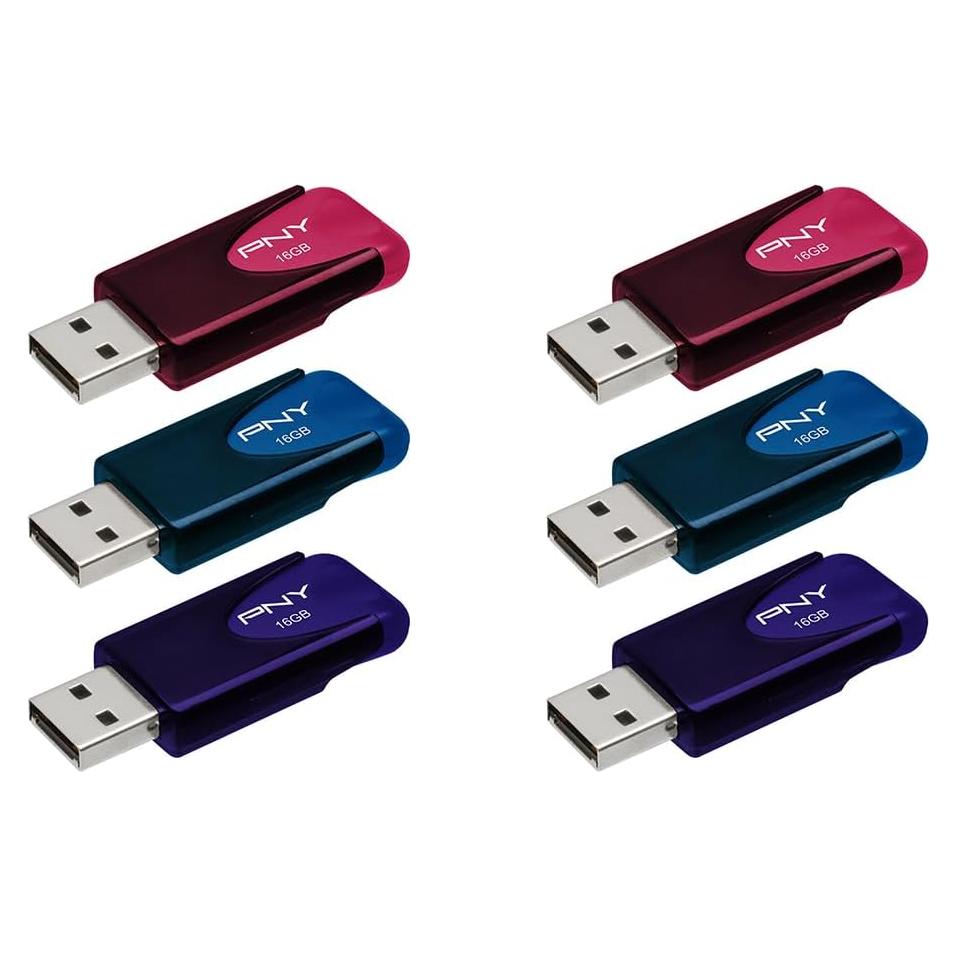 Unidad Flash PNY Attaché 4 USB 2.0 16GB Multicolor 6-Pack