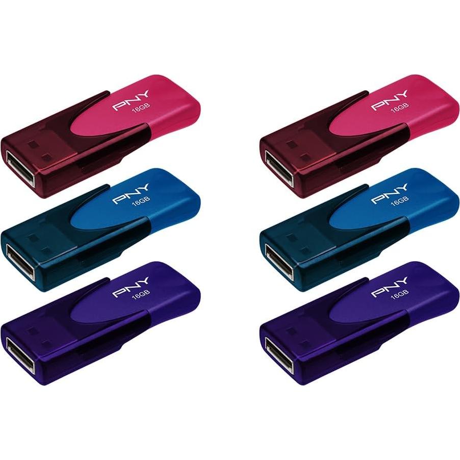 Unidad Flash PNY Attaché 4 USB 2.0 16GB Multicolor 6-Pack