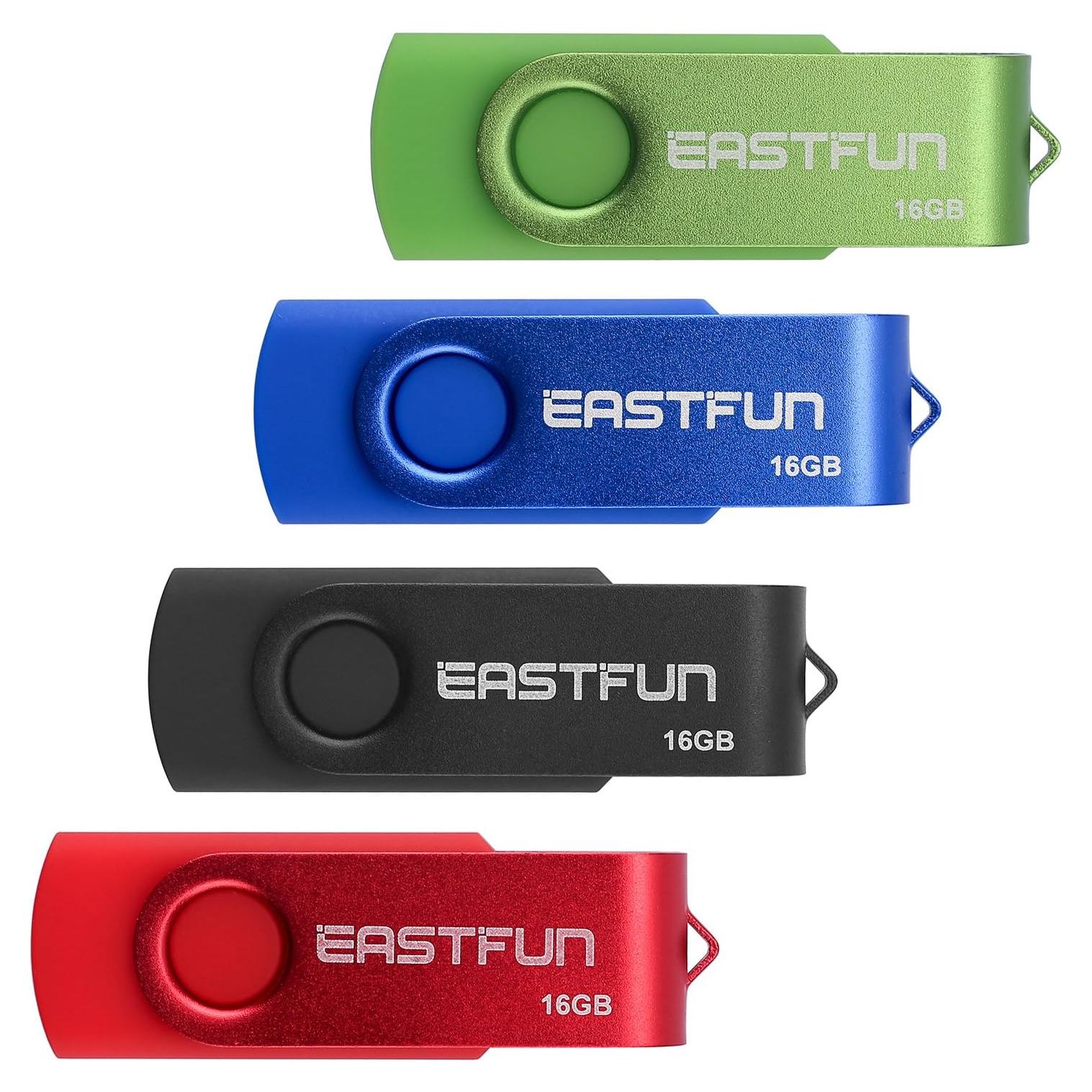 EASTFUN 4 Pcs 16GB USB 2.0 Memoria Flash Giratoria Colores Mezclados