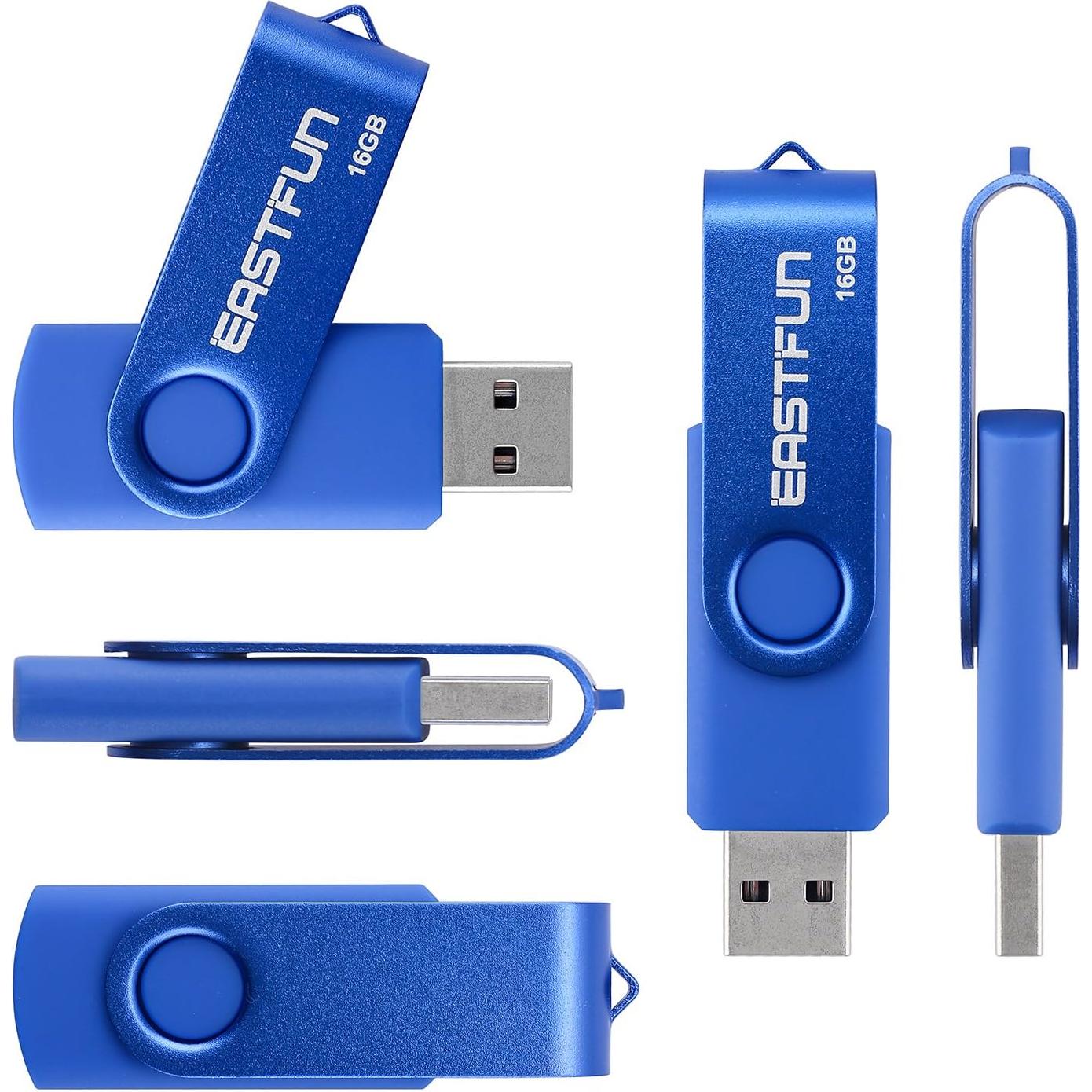 EASTFUN 4 Pcs 16GB USB 2.0 Memoria Flash Giratoria Colores Mezclados