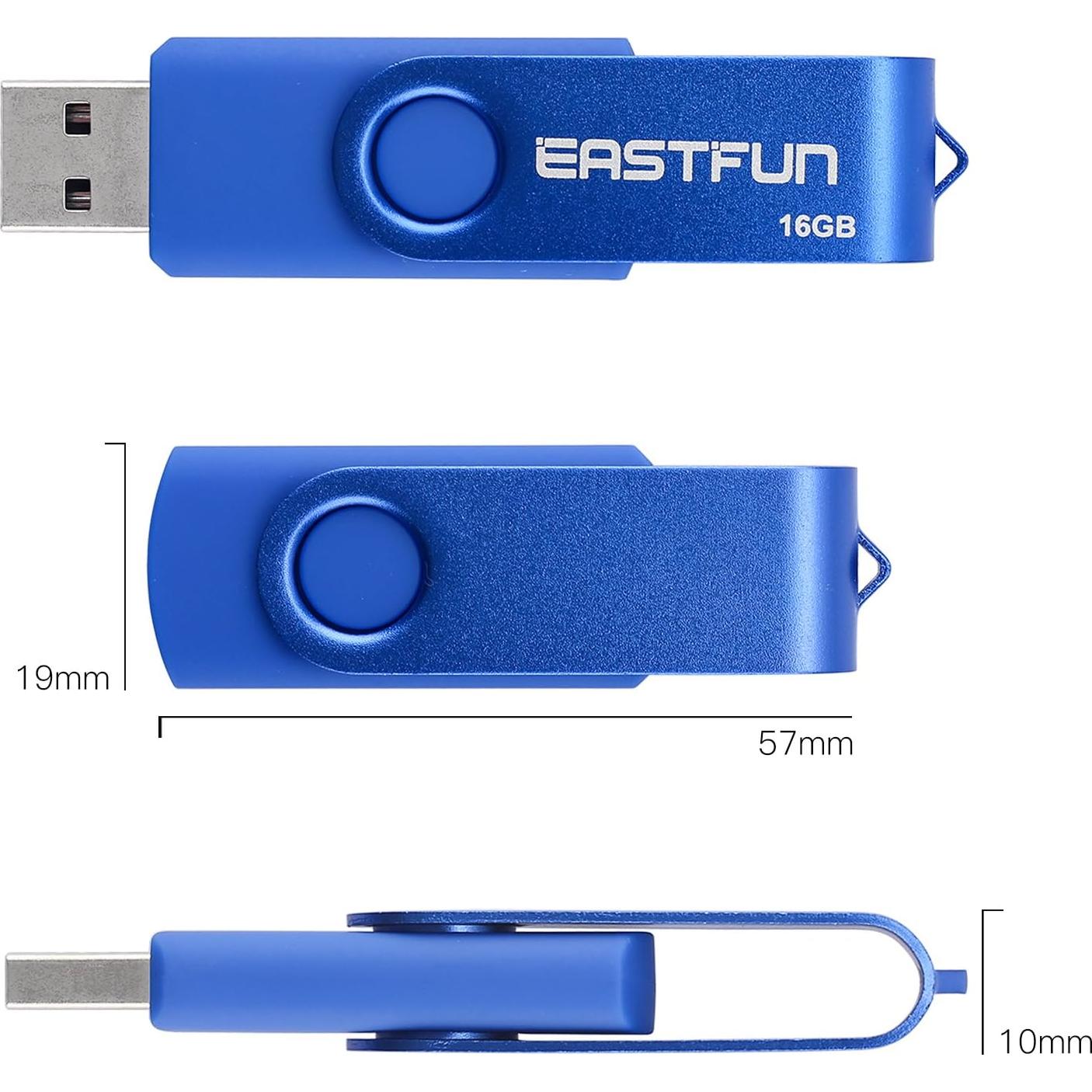 EASTFUN 4 Pcs 16GB USB 2.0 Memoria Flash Giratoria Colores Mezclados