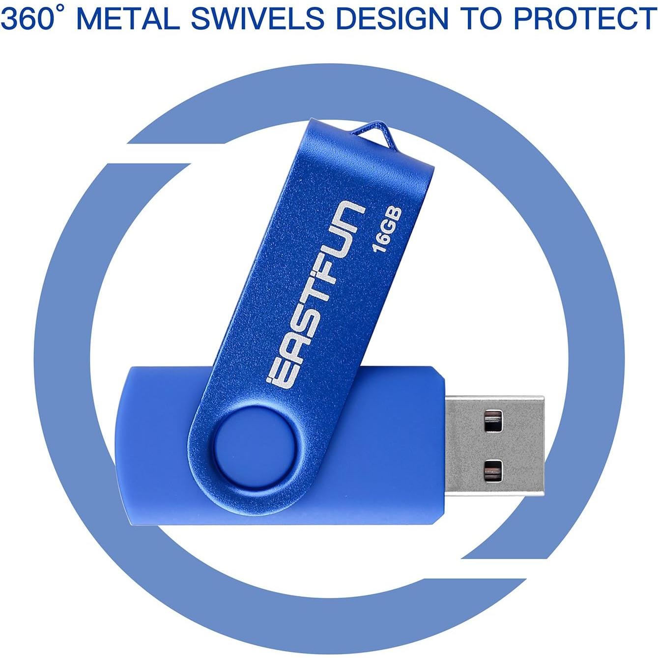 EASTFUN 4 Pcs 16GB USB 2.0 Memoria Flash Giratoria Colores Mezclados