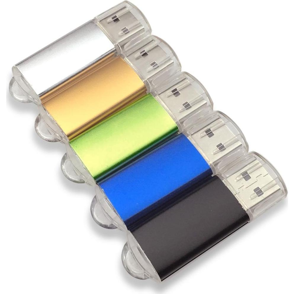Paquete de 5 Pendrives USB 2.0 Ebamaz 128MB Metal Blanco