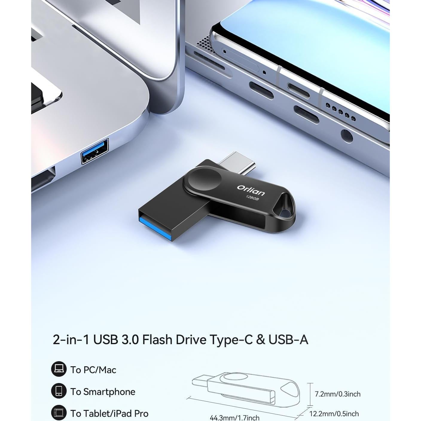 Unidad Flash Dual USB Tipo C y A 128GB Kootion Negra