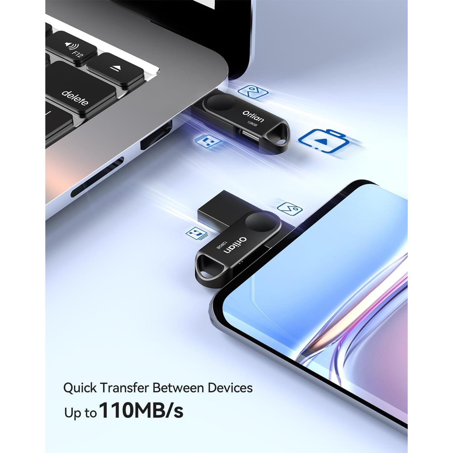 Unidad Flash Dual USB Tipo C y A 128GB Kootion Negra