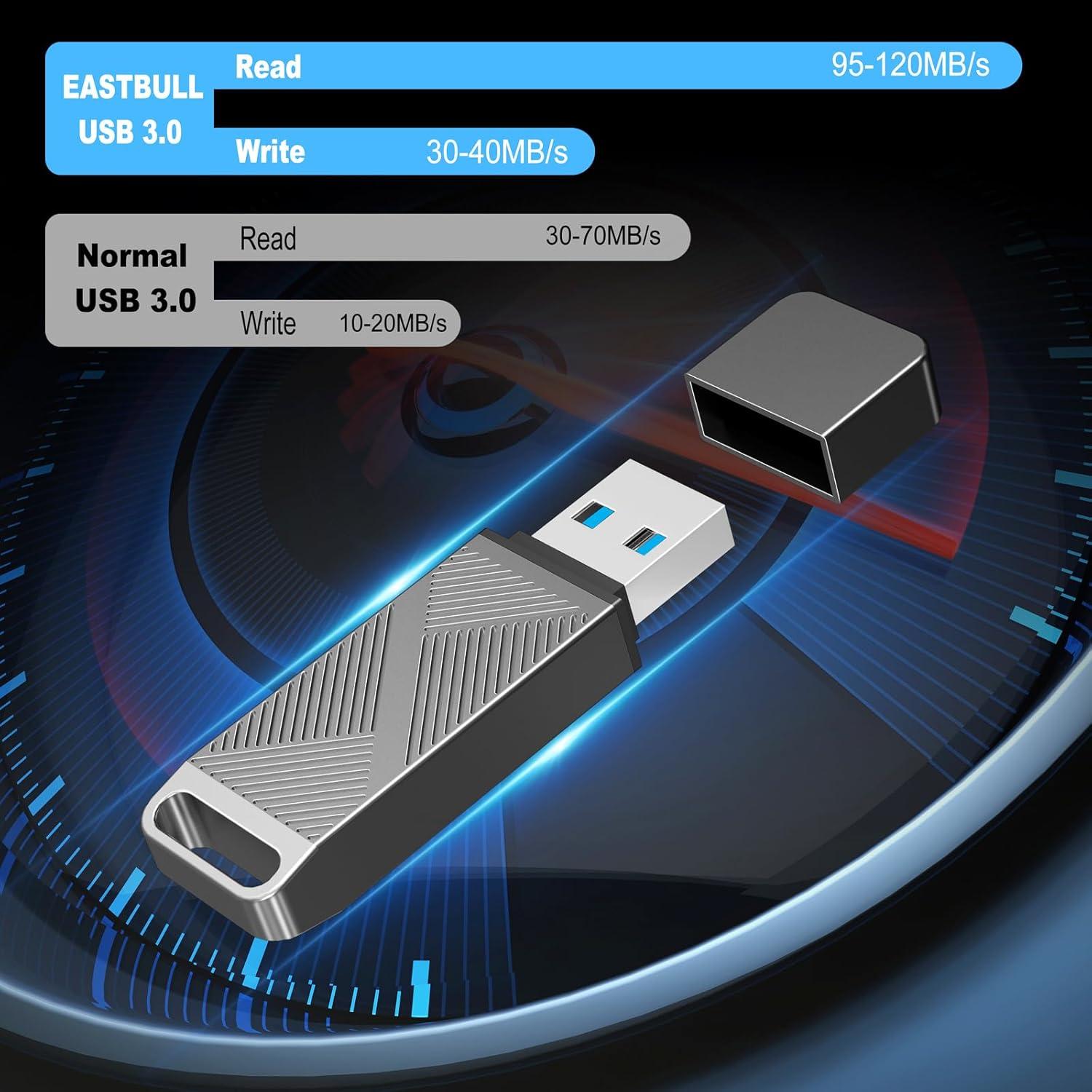 EASTBULL Unidad Flash USB 3.0 32GB con Adaptador USB C y Llavero