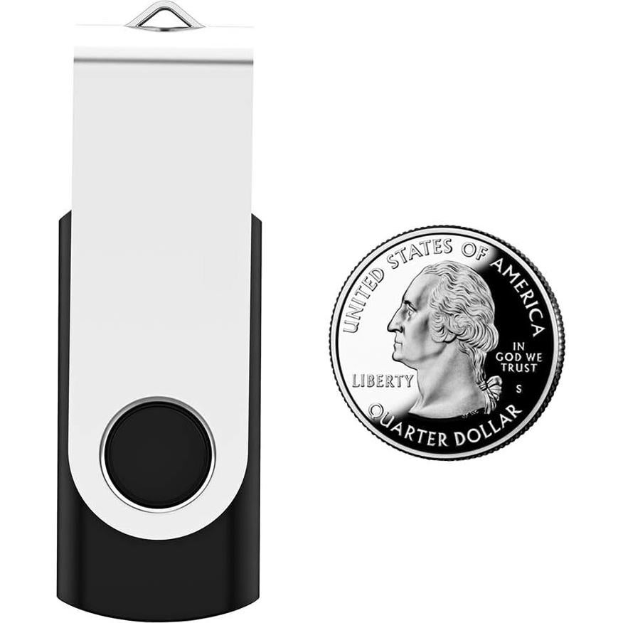 Paquete de 20 USB 2.0 Flash Drives Maspen 4GB Giratorio Negro