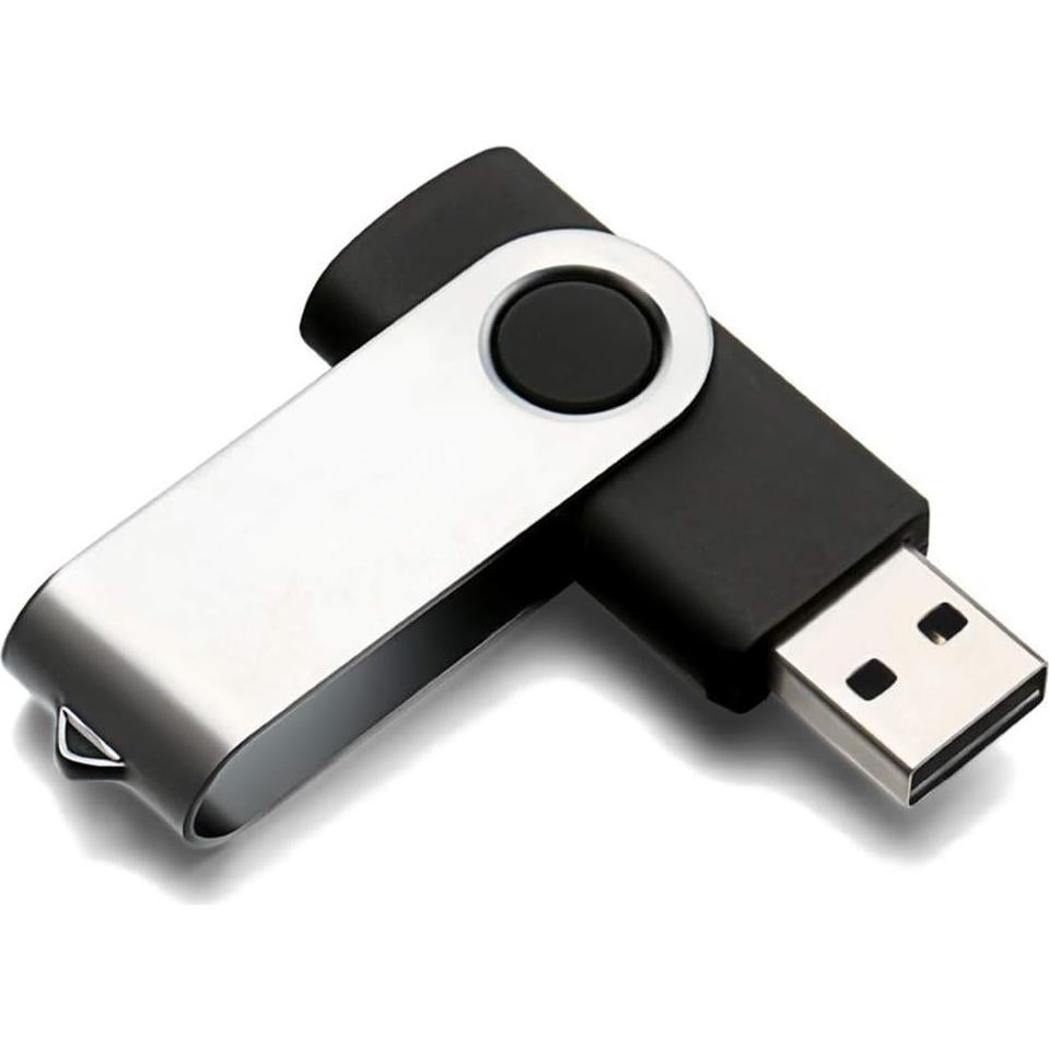Paquete de 20 USB 2.0 Flash Drives Maspen 4GB Giratorio Negro