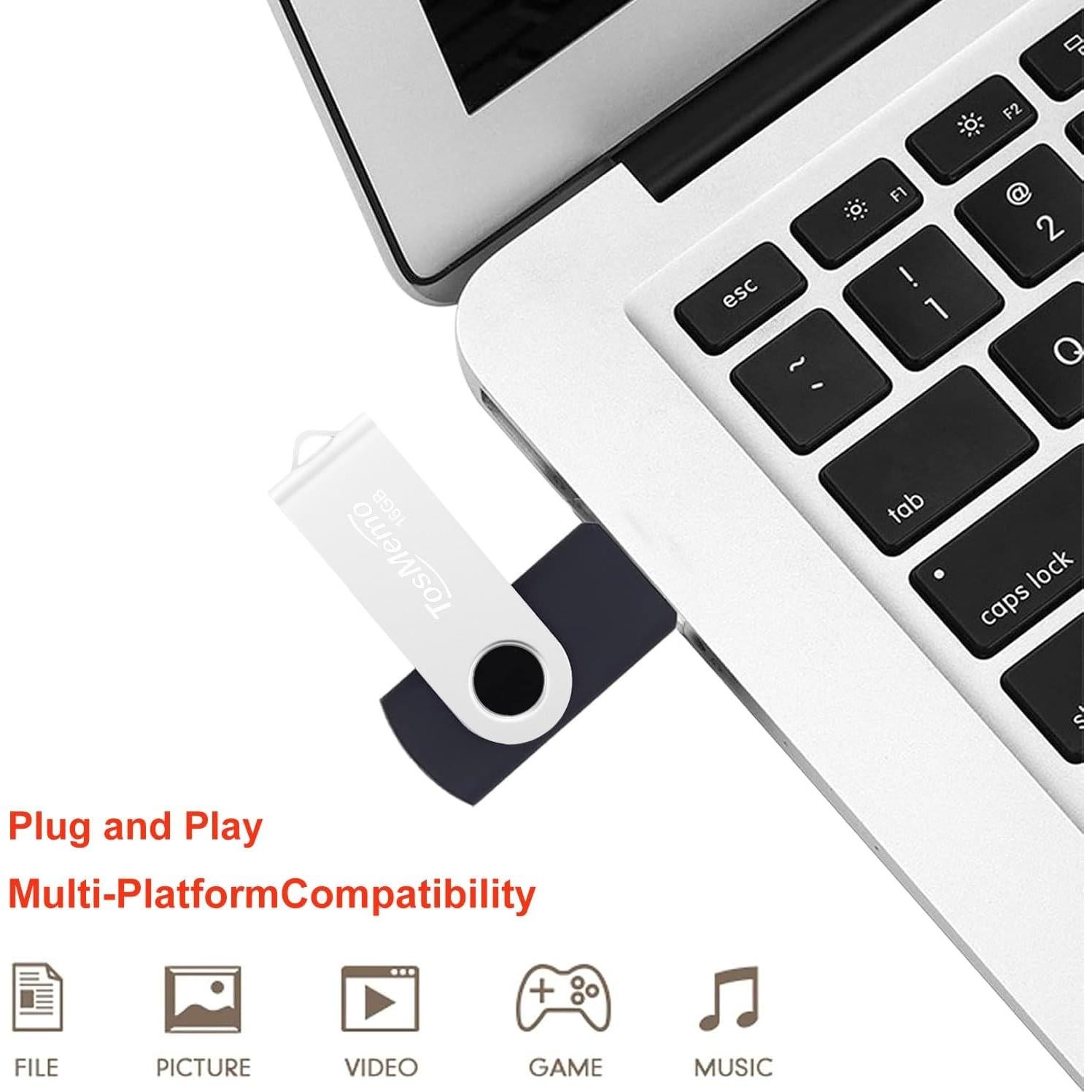 Unidad Flash USB 16GB TosMemo 2 Piezas Negro y Azul