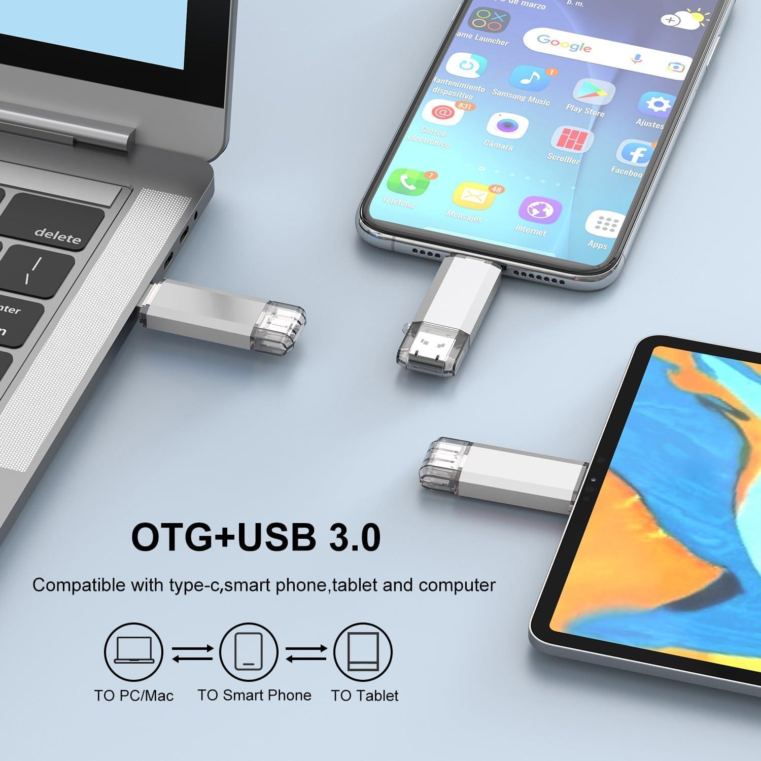 RAOYI 128GB Unidad Flash USB C 2 en 1 OTG Plata