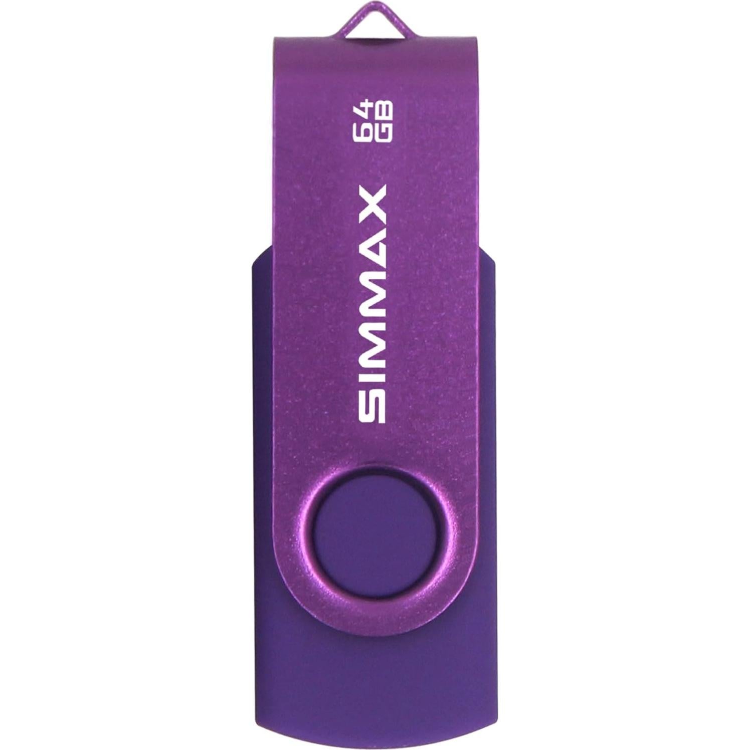 Paquete de 2 Unidades Flash USB 64GB SIMMAX Giratorio
