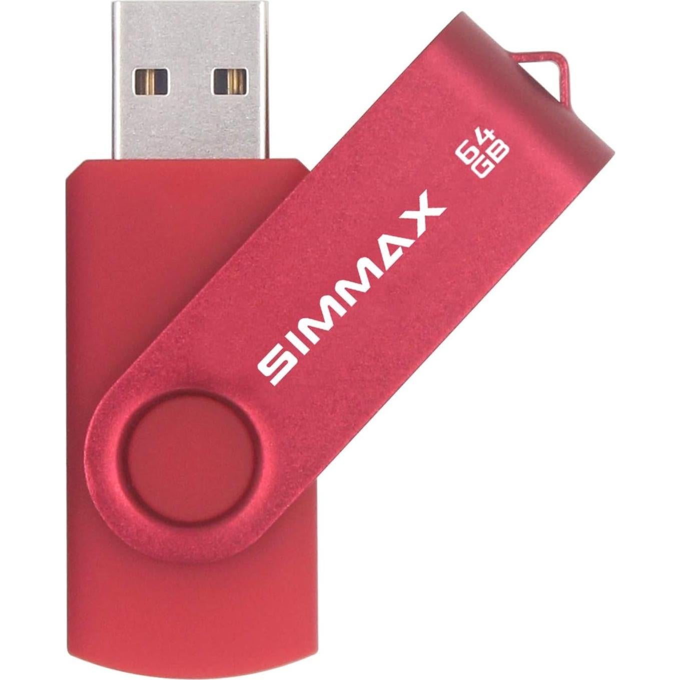 Paquete de 2 Unidades Flash USB 64GB SIMMAX Giratorio
