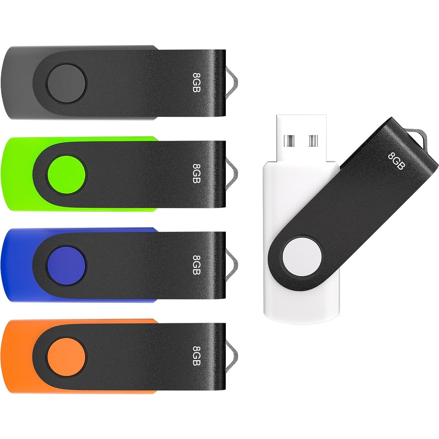 Paquete de 5 Unidades Flash USB 2.0 8GB Xinway Tech Colores