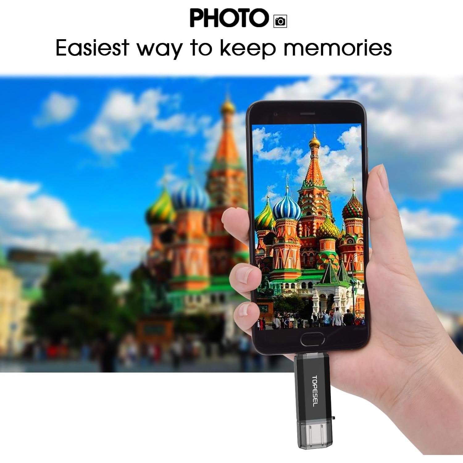 Unidad Flash USB C 256GB TOPESEL Doble 2-en-1 USB 3.0