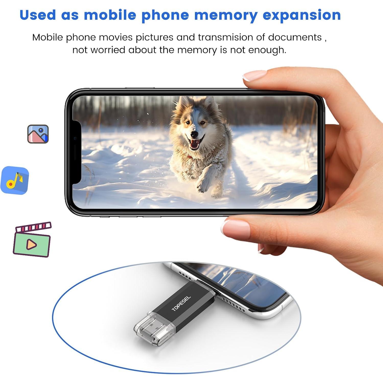 Unidad Flash USB C 256GB TOPESEL Doble 2-en-1 USB 3.0