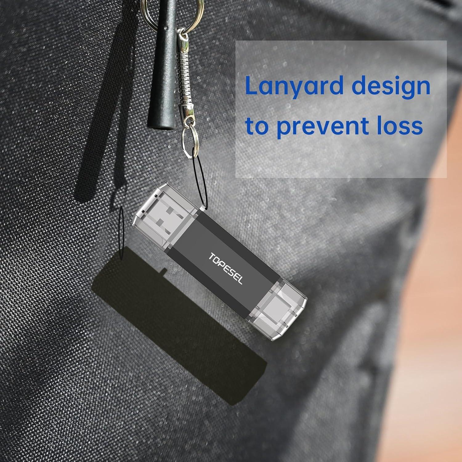 Unidad Flash USB C 256GB TOPESEL Doble 2-en-1 USB 3.0