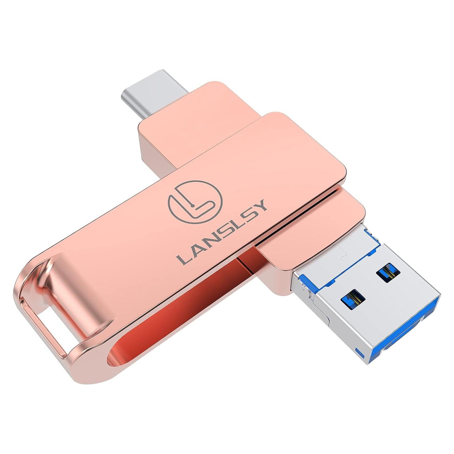 Unidad Flash USB C 128GB LANSLSY Alta Velocidad Rosa