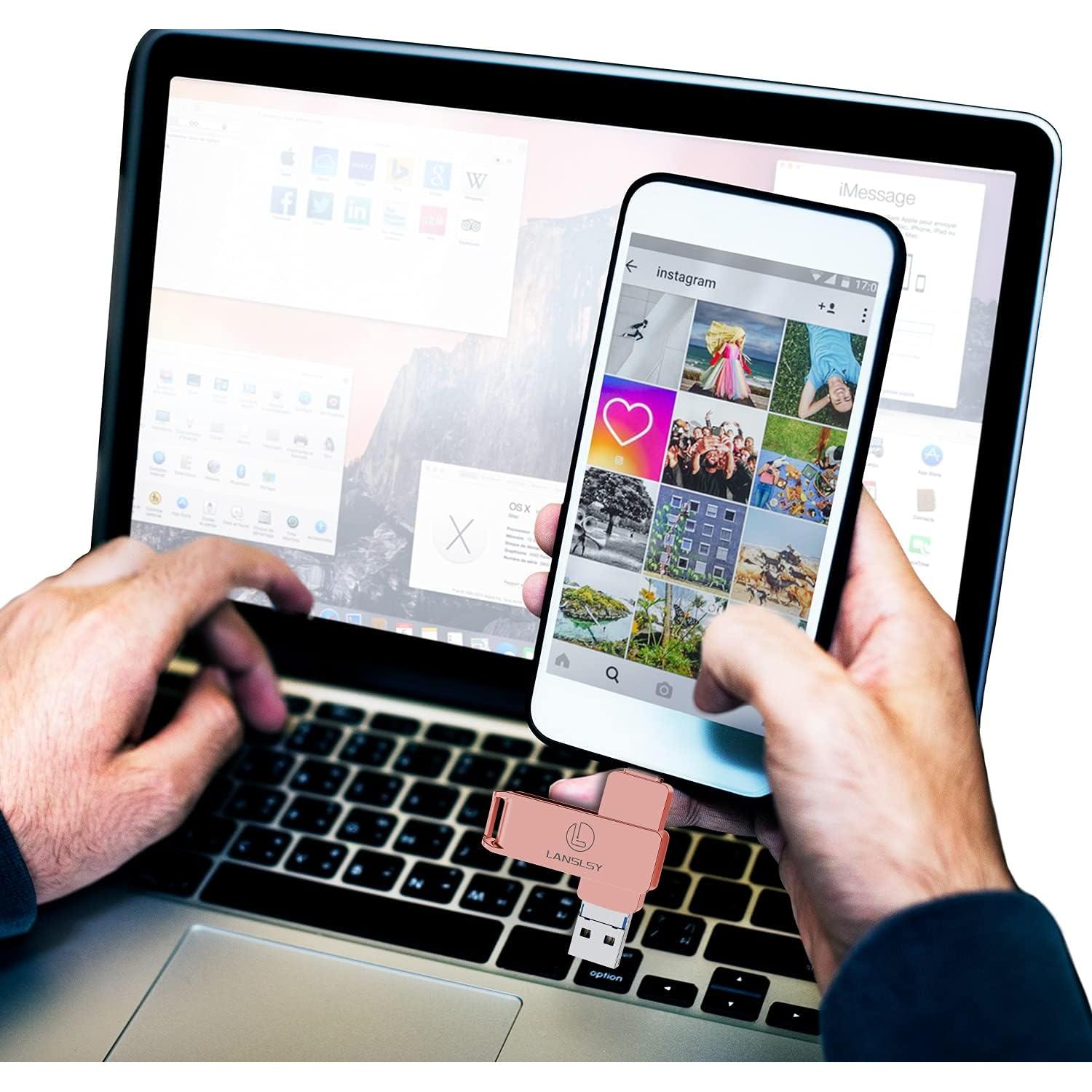 Unidad Flash USB C 128GB LANSLSY Alta Velocidad Rosa